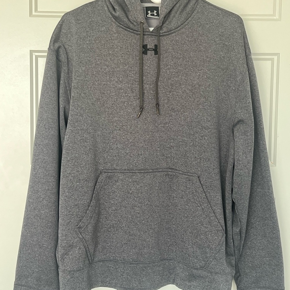 Under Armour (UA) Gray Sweatshirt with Drawstring Hoodie - Med